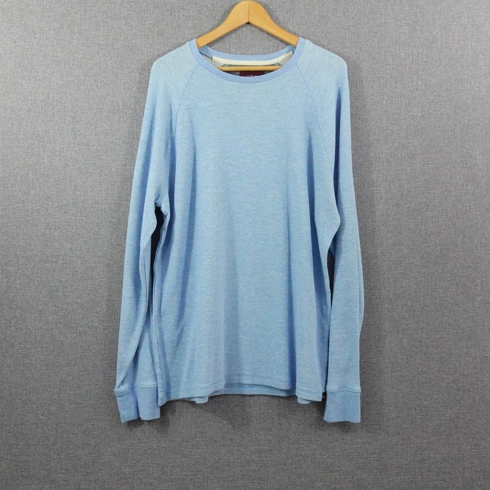 Alesbury Blue Waffle Knit Thermal Long Sleeve Crewneck Pullover Shirt - Size L